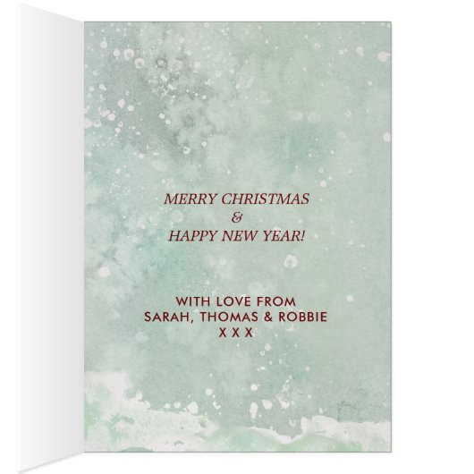 メリークリスマス冬の花模様はホリデーカードを狐にする (内側 (右))