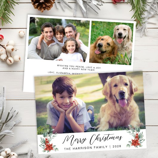 メリークリスマス冬の花模様3写真 シーズンカード