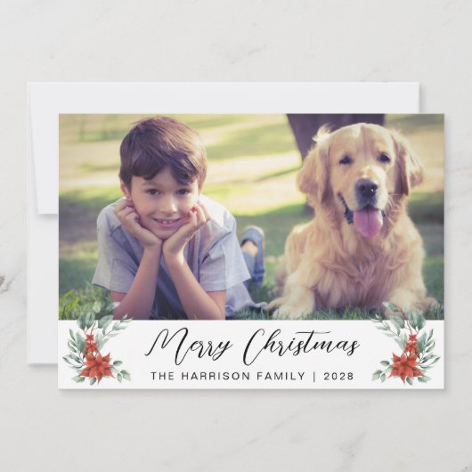 メリークリスマス冬の花模様3写真 シーズンカード (正面)