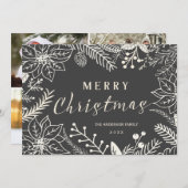 メリークリスマス冬の葉、チャルクボード写真 シーズンカード (正面/裏面)