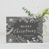 メリークリスマス冬の葉、チャルクボード写真 シーズンカード (スタンド正面)