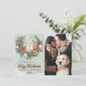 メリークリスマス冬の雪の狐の写真カード シーズンカード (スタンド正面)