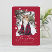 メリークリスマス冬の雪片ファミリー写真 シーズンカード (スタンド正面)