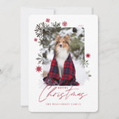 メリークリスマス冬の雪片ファミリー写真 シーズンカード (正面)