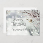 メリークリスマス冬の霜の鳥 シーズンポストカード (正面/裏面)