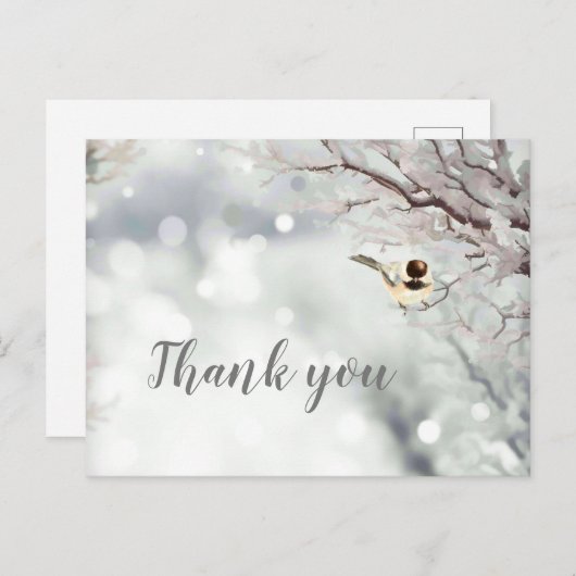 メリークリスマス冬の霜感謝してい鳥 シーズンポストカード (正面/裏面)