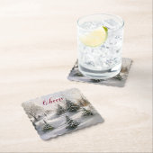 メリークリスマス冬の風景松林 ペーパーコースター (インサイチュ)