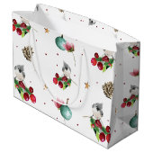 メリークリスマス冬の鳥のパタパーソナライズされたーン ラージペーパーバッグ (裏面アングル)