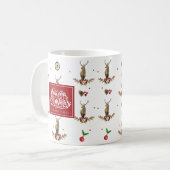 メリークリスマス冬の鹿のパタパーソナライズされたーン コーヒーマグカップ (正面左)