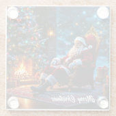 メリークリスマス冬フェスティバルサンタ魔法 ガラスコースター (裏面)