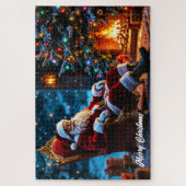 メリークリスマス冬フェスティバルサンタ魔法 ジグソーパズル (縦)