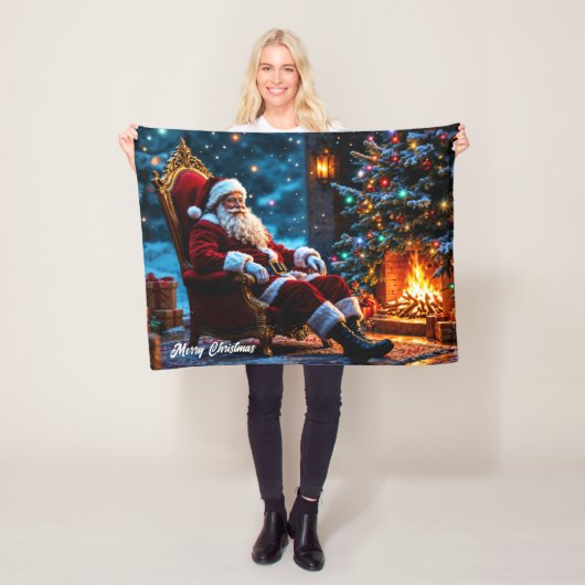 メリークリスマス冬フェスティバルサンタ魔法 フリースブランケット (インサイチュ)