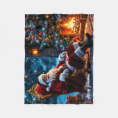 メリークリスマス冬フェスティバルサンタ魔法 フリースブランケット (正面)