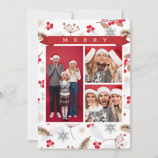 メリークリスマス冬モダンのモミHolly 3写真 (正面)