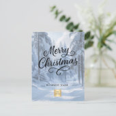 メリークリスマス冬ワンダーランドのビジネスロゴ シーズンポストカード (スタンド正面)