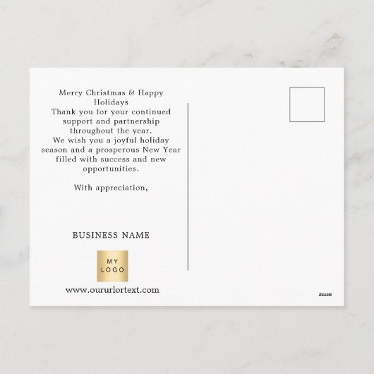 メリークリスマス冬ワンダーランドのビジネスロゴ シーズンポストカード (裏面)