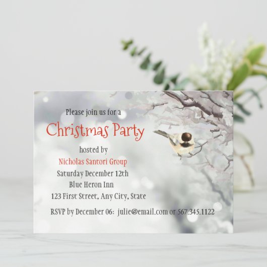 メリークリスマス冬霜の降りたの木々の鳥 招待状 (スタンド正面)
