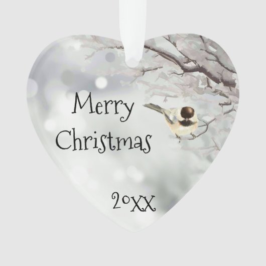 メリークリスマス冬霜伝統的鳥 オーナメント (正面)