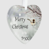 メリークリスマス冬霜伝統的鳥 オーナメント (正面)