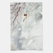 メリークリスマス冬霜伝統的鳥 キッチンタオル (縦)