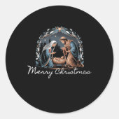 メリークリスマス出生シーンノーススターバ ラウンドシール (正面)