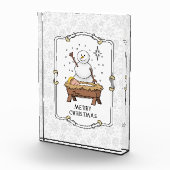 メリークリスマス出生ベビーイエス雪だるま フォトブロック (右)