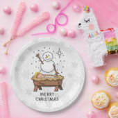 メリークリスマス出生ベビーイエス雪だるま ペーパープレート (パーティー)