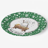 メリークリスマス出生ベビーイエス雪だるま ペーパープレート (アングル)