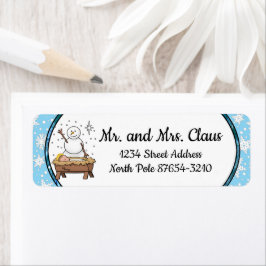 メリークリスマス出生ベビーイエス雪だるま ラベル