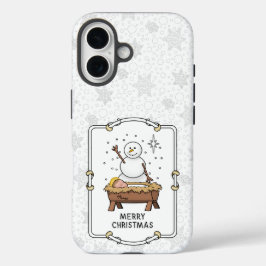 メリークリスマス出生ベビーイエス雪だるま iPhone 16ケース