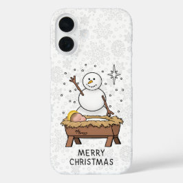 メリークリスマス出生ベビーイエス雪だるま iPhone 16ケース