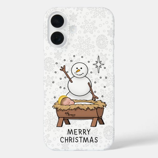メリークリスマス出生ベビーイエス雪だるま Case-Mate iPhoneケース (裏面)