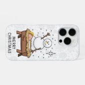メリークリスマス出生ベビーイエス雪だるま iPhoneケース (裏面横)