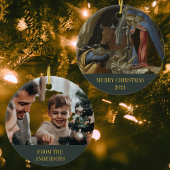 メリークリスマス出生宗教的クリスチャン写真 セラミックオーナメント