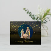 メリークリスマス出生絵画シーン 箔シーズンポストカード (立ち正面)