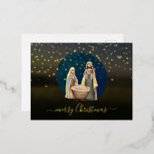 メリークリスマス出生絵画シーン 箔シーズンポストカード (正面/裏面)