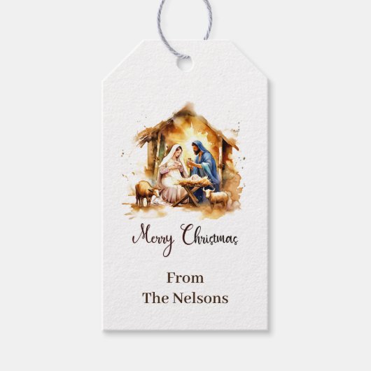 メリークリスマス出生 パーソナライズされた ギフトタグ (正面)