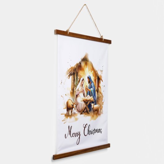 メリークリスマス出生 吊り下げ型タペストリー (傾斜あり)