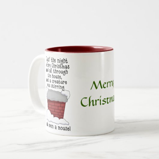 メリークリスマス前の夜マウスの二音コーヒー ツートーンマグカップ (正面左)