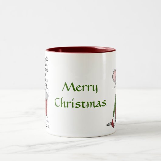 メリークリスマス前の夜マウスの二音コーヒー ツートーンマグカップ (中央)