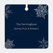 メリークリスマス動揺しての雪片カスタム写真 メタルオーナメント (裏面)