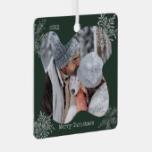 メリークリスマス動揺しての雪片カスタム写真 メタルオーナメント (正面右)