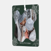 メリークリスマス動揺しての雪片カスタム写真 メタルオーナメント (正面左)