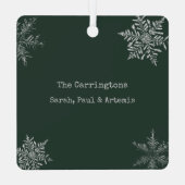 メリークリスマス動揺しての雪片カスタム写真 メタルオーナメント (裏面)