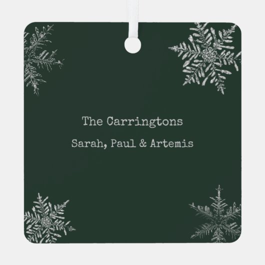 メリークリスマス動揺しての雪片カスタム写真 メタルオーナメント (裏面)