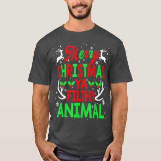 メリークリスマス動物汚いヤ男性女性子供 Tシャツ