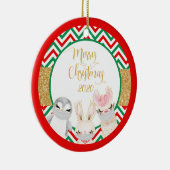 メリークリスマス動物顔マスク2020ラマ セラミックオーナメント (右)