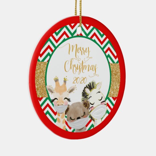 メリークリスマス動物顔マスク2020 セラミックオーナメント (右)
