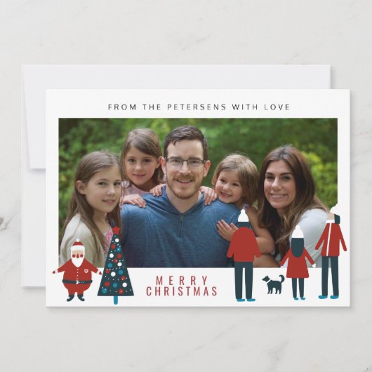 メリークリスマス北欧おもしろい家族の写真 シーズンカード (正面)