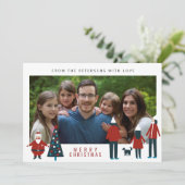 メリークリスマス北欧おもしろい家族の写真 シーズンカード (スタンド正面)